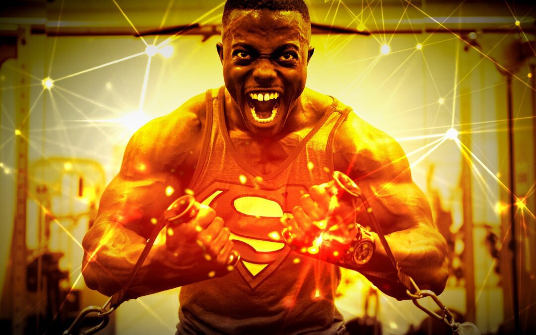 Black man lifting with superman coming out of his chest who aims to finish the year strong
