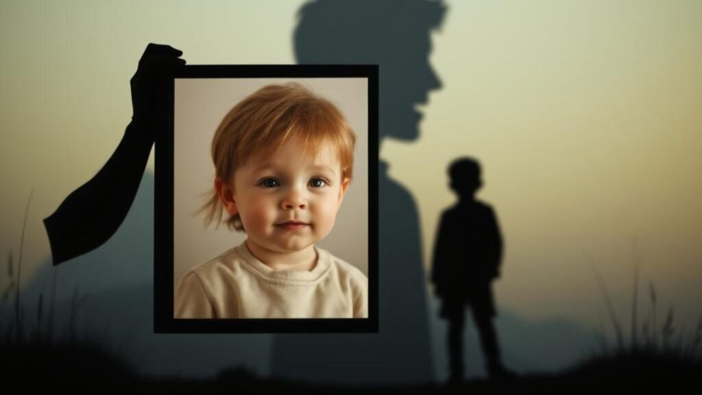 A child’s photo fading into an adult silhouette, representing the stories that shape us